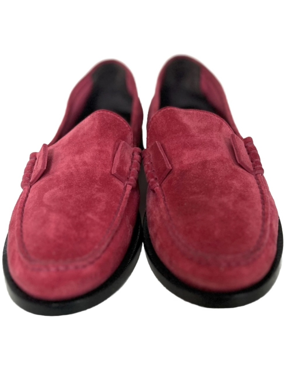 Saint Laurent Men's Suede Slip-On Loafers in Deep Berry Sz.8